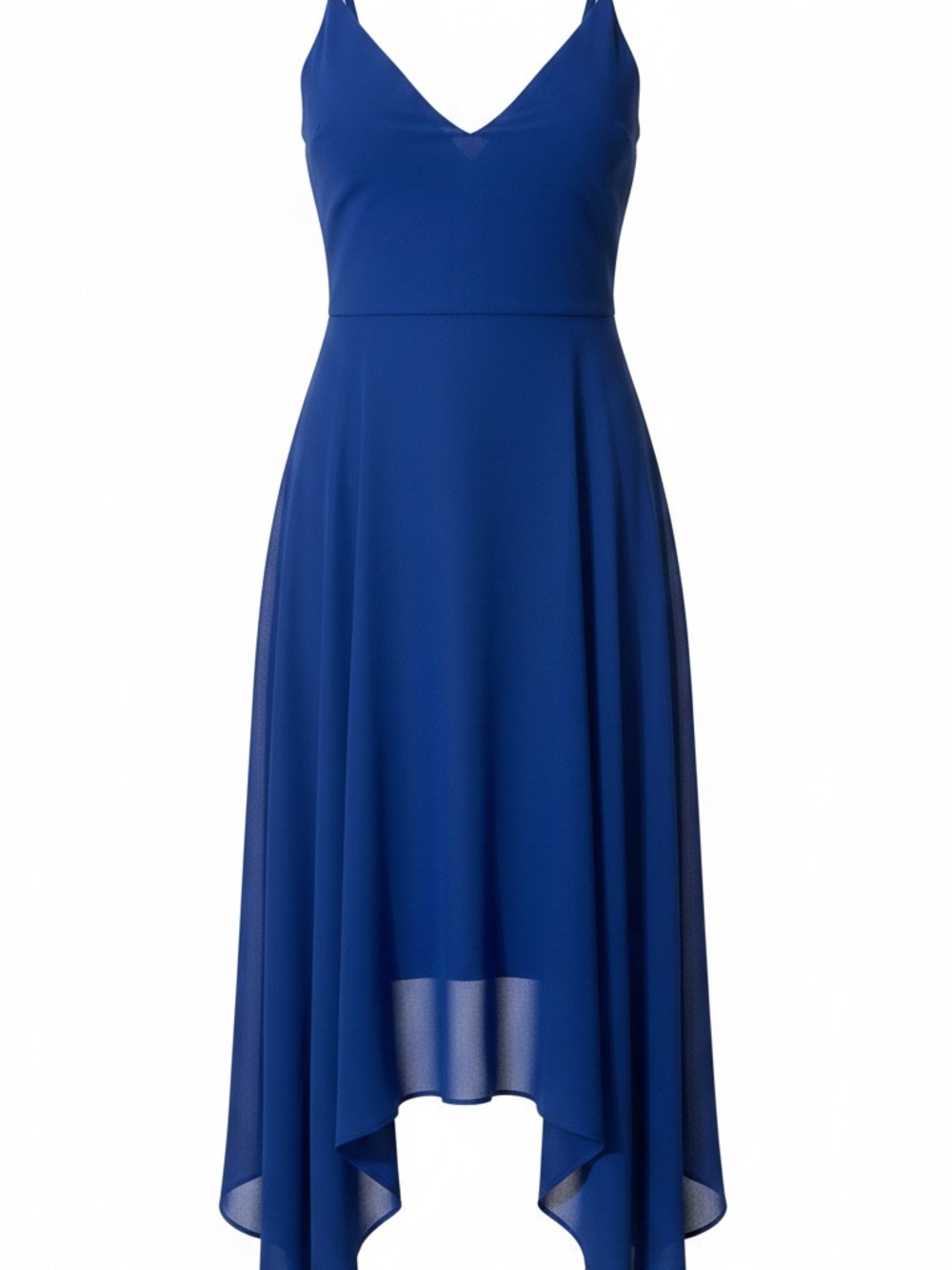 Sequin Hearts Royal Blue V-Neck High-Low Dress
